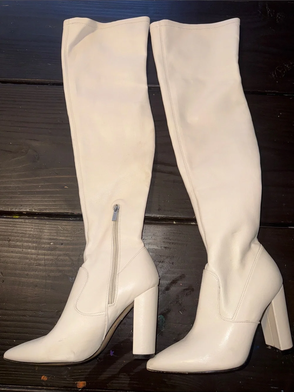 Guess White Over-the-Knee Block Heel Boots